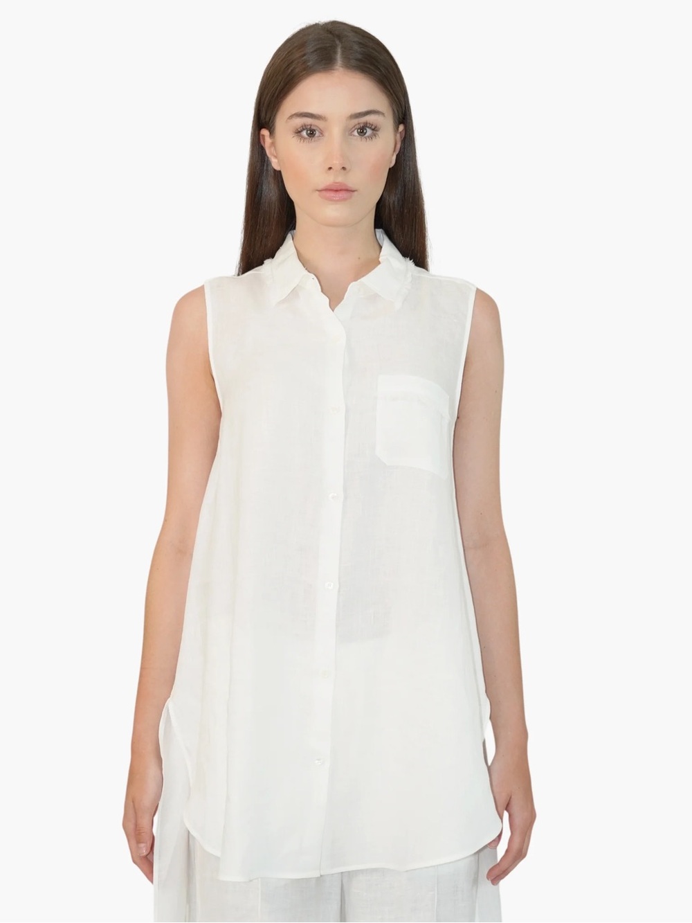 Weekend Max Mara Linen Sleeveless Button Up Blouse